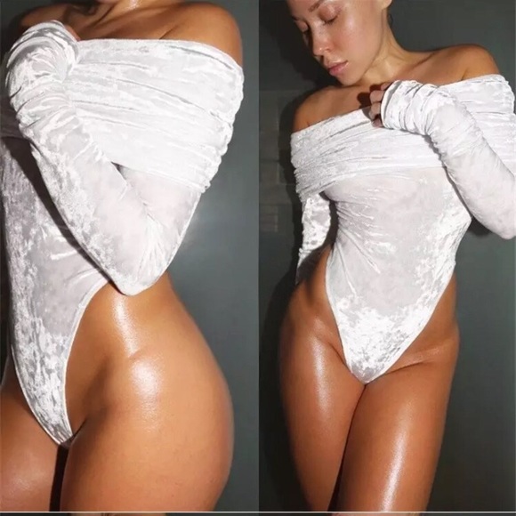 white velvet bodysuit